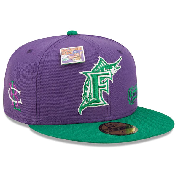 New Era MLB x Big League Chew  Florida Marlins Ground Ball Grape Flavor Pack 59FIFTY Fitted Hat - Purple/Green