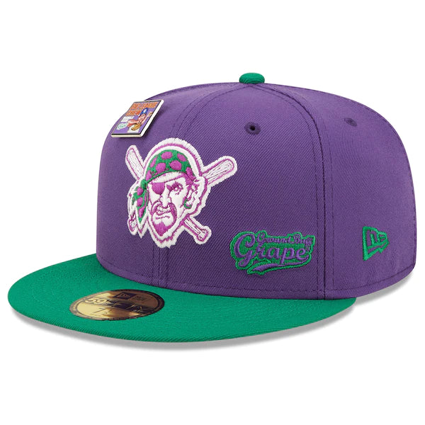 New Era MLB x Big League Chew  Pittsburgh Pirates Ground Ball Grape Flavor Pack 59FIFTY Fitted Hat - Purple/Green