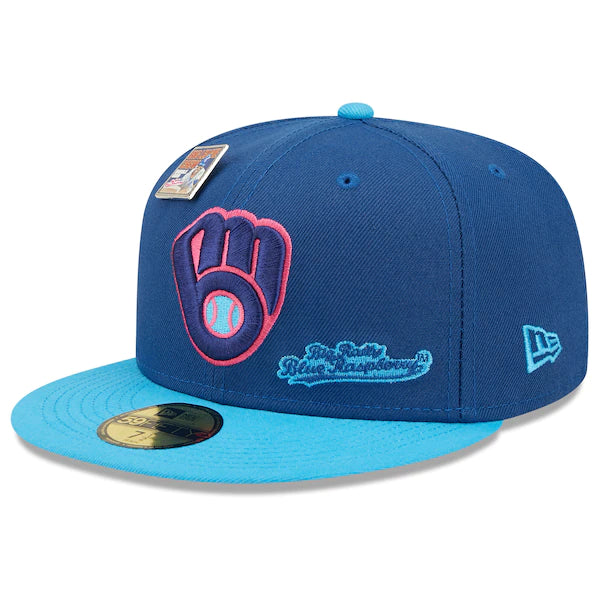 New Era MLB x Big League Chew  Milwaukee Brewers Big Rally Blue Raspberry Flavor Pack 59FIFTY Fitted Hat