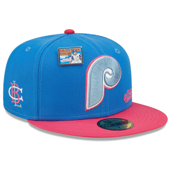 New Era MLB x Big League Chew  Philadelphia Phillies Curveball Cotton Candy Flavor Pack 59FIFTY Fitted Hat - Blue/Pink