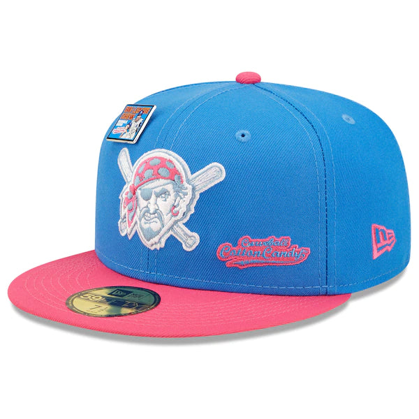New Era MLB x Big League Chew  Pittsburgh Pirates Curveball Cotton Candy Flavor Pack 59FIFTY Fitted Hat - Blue/Pink