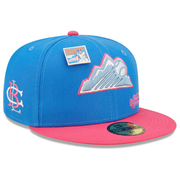 New Era MLB x Big League Chew  Colorado Rockies Curveball Cotton Candy Flavor Pack 59FIFTY Fitted Hat - Blue/Pink