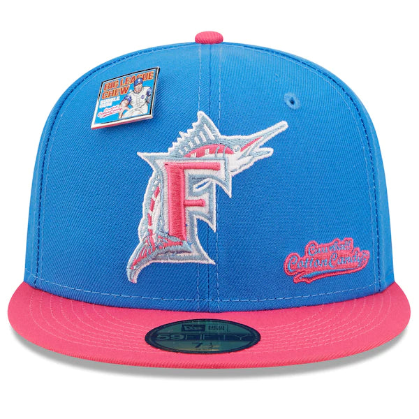 New Era MLB x Big League Chew  Florida Marlins Curveball Cotton Candy Flavor Pack 59FIFTY Fitted Hat - Blue/Pink
