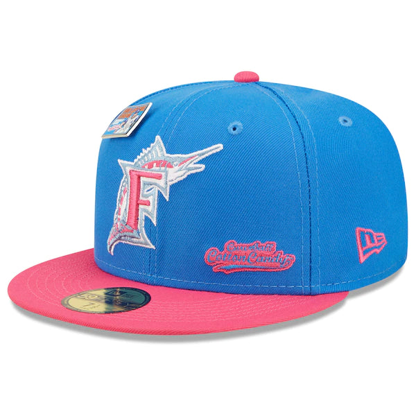 New Era MLB x Big League Chew  Florida Marlins Curveball Cotton Candy Flavor Pack 59FIFTY Fitted Hat - Blue/Pink