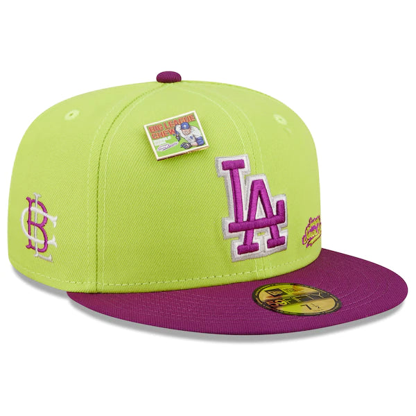New Era MLB x Big League Chew  Los Angeles Dodgers Swingin' Sour Apple Flavor Pack 59FIFTY Fitted Hat - Green/Purple