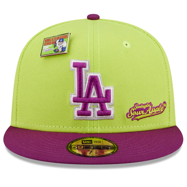 New Era MLB x Big League Chew  Los Angeles Dodgers Swingin' Sour Apple Flavor Pack 59FIFTY Fitted Hat - Green/Purple