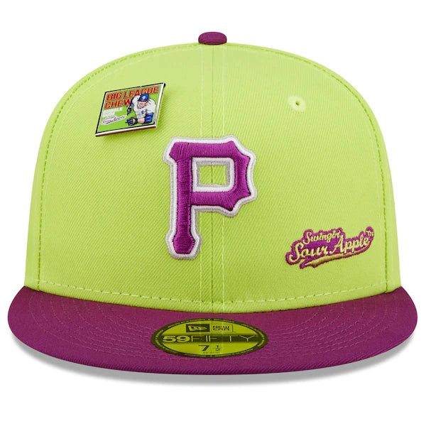 New Era MLB x Big League Chew  Pittsburgh Pirates Swingin' Sour Apple Flavor Pack 59FIFTY Fitted Hat - Green/Purple