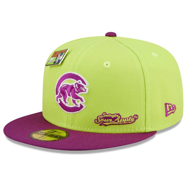 New Era MLB x Big League Chew  Chicago Cubs Swingin' Sour Apple Flavor Pack 59FIFTY Fitted Hat - Green/Purple