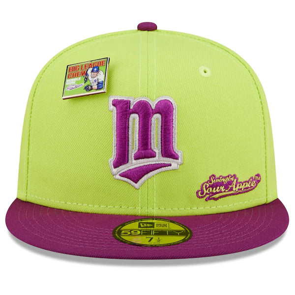 New Era MLB x Big League Chew  Minnesota Twins Swingin' Sour Apple Flavor Pack 59FIFTY Fitted Hat - Green/Purple
