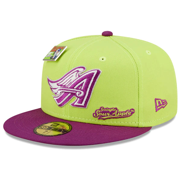 New Era MLB x Big League Chew  Los Angeles Angels Swingin' Sour Apple Flavor Pack 59FIFTY Fitted Hat - Green/Purple