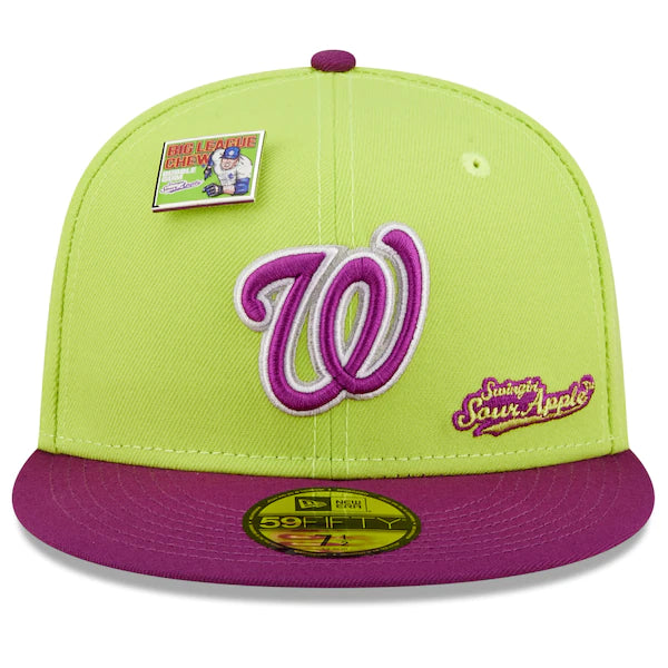 New Era MLB x Big League Chew  Washington Nationals Swingin' Sour Apple Flavor Pack 59FIFTY Fitted Hat - Green/Purple