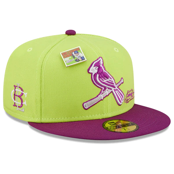 New Era MLB x Big League Chew  St. Louis Cardinals Swingin' Sour Apple Flavor Pack 59FIFTY Fitted Hat - Green/Purple