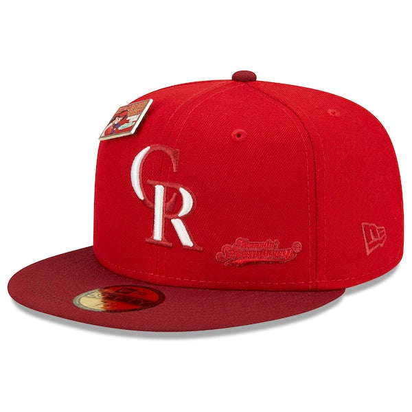 New Era MLB x Big League Chew  Colorado Rockies Slammin' Strawberry Flavor Pack 59FIFTY Fitted Hat - Scarlet/Cardinal