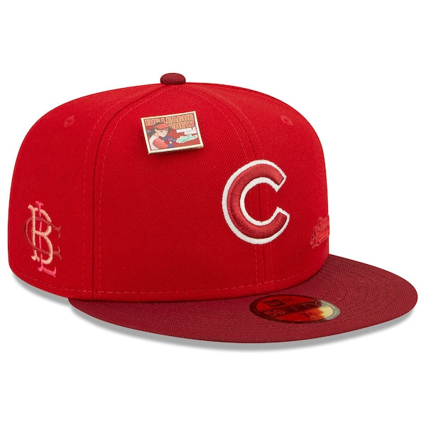 New Era MLB x Big League Chew  Chicago Cubs Slammin' Strawberry Flavor Pack 59FIFTY Fitted Hat - Scarlet/Cardinal