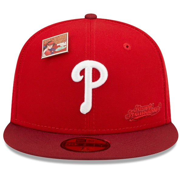 New Era MLB x Big League Chew  Philadelphia Phillies Slammin' Strawberry Flavor Pack 59FIFTY Fitted Hat - Scarlet/Cardinal
