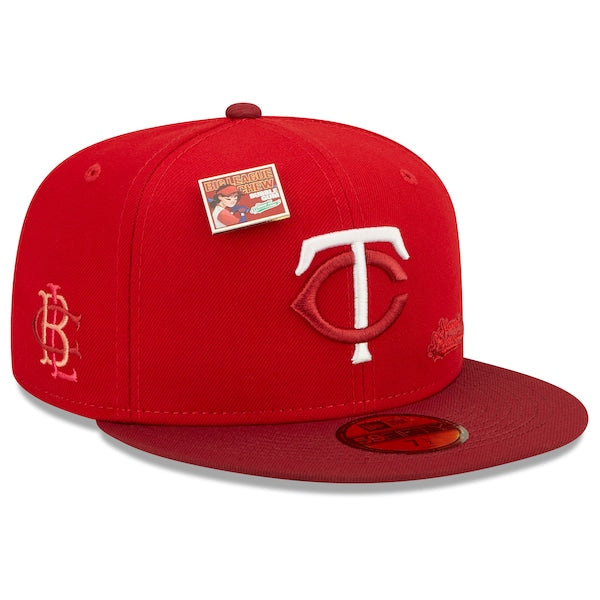 New Era MLB x Big League Chew  Minnesota Twins Slammin' Strawberry Flavor Pack 59FIFTY Fitted Hat - Scarlet/Cardinal