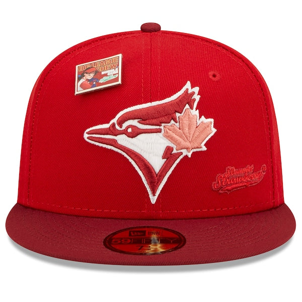 New Era MLB x Big League Chew  Toronto Blue Jays Slammin' Strawberry Flavor Pack 59FIFTY Fitted Hat - Scarlet/Cardinal