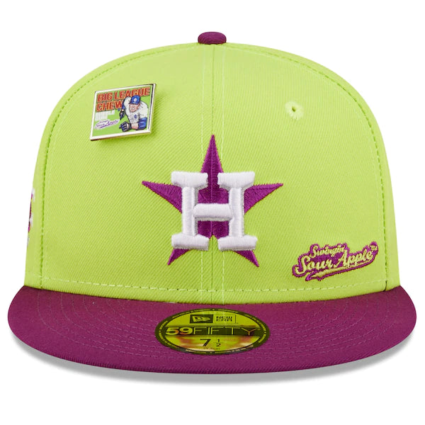 New Era MLB x Big League Chew  Houston Astros Swingin' Sour Apple Flavor Pack 59FIFTY Fitted Hat - Green/Purple