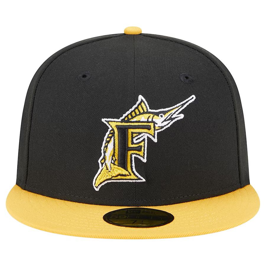 New Era Florida Marlins Black Fitted Hat MLB 2X World Champs New Era Florida Marlins Black Fitted Hat MLB 2X World Champs
