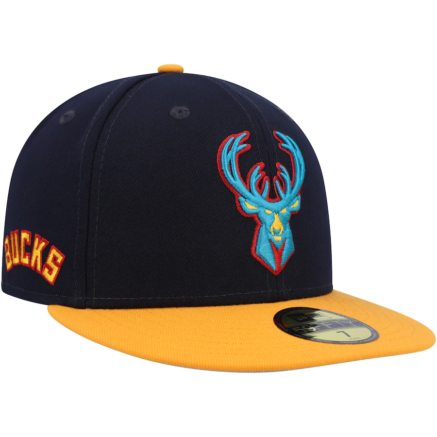 New Era Milwaukee Bucks Navy/Gold Midnight 59FIFTY Fitted Hat