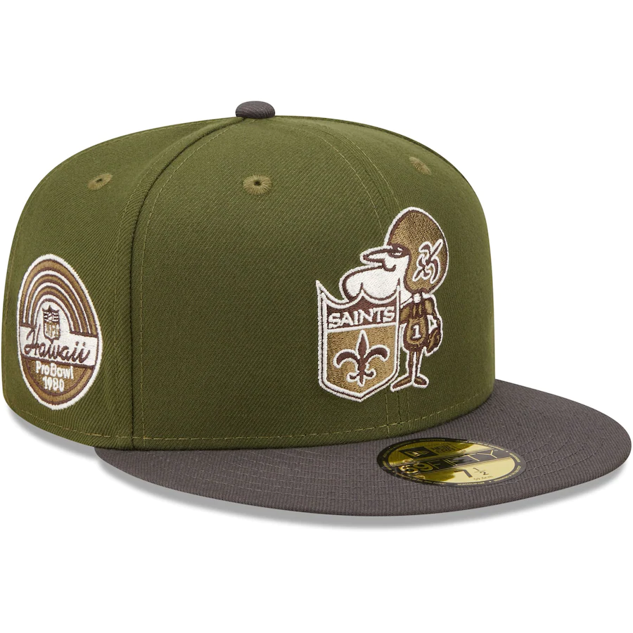 New Era New Orleans Saints Olive/Graphite 1980 Pro Bowl 59FIFTY Fitted Hat