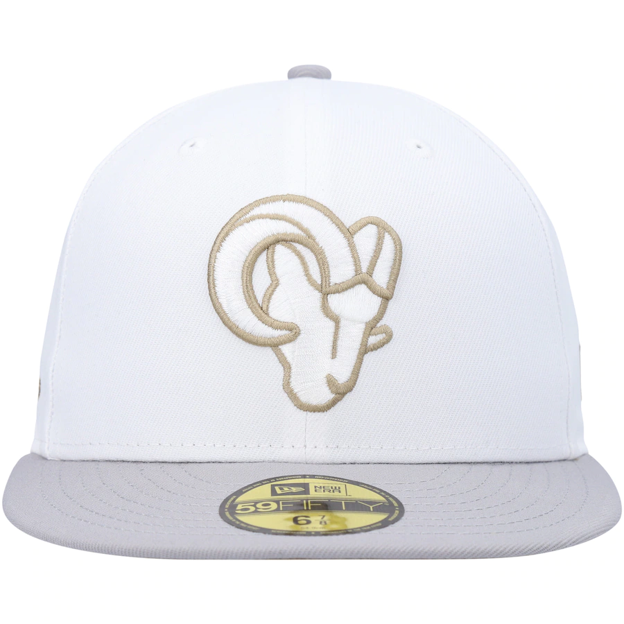 New Era White/Gray Los Angeles Rams Gold Undervisor 59FIFTY Fitted Hat