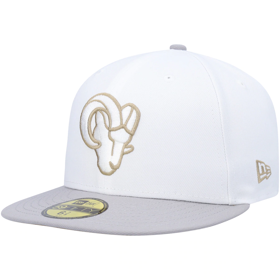 New Era White/Gray Los Angeles Rams Gold Undervisor 59FIFTY Fitted Hat