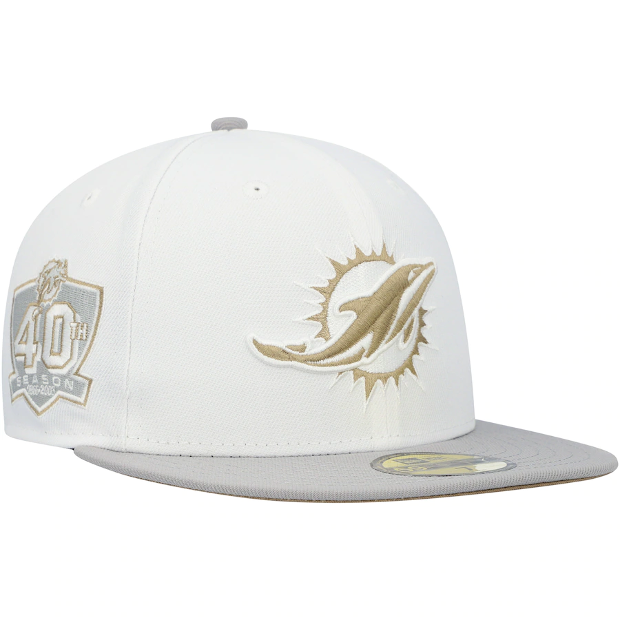 New Era White/Gray Miami Dolphins 40th Season Gold Undervisor 59FIFTY Fitted Hat