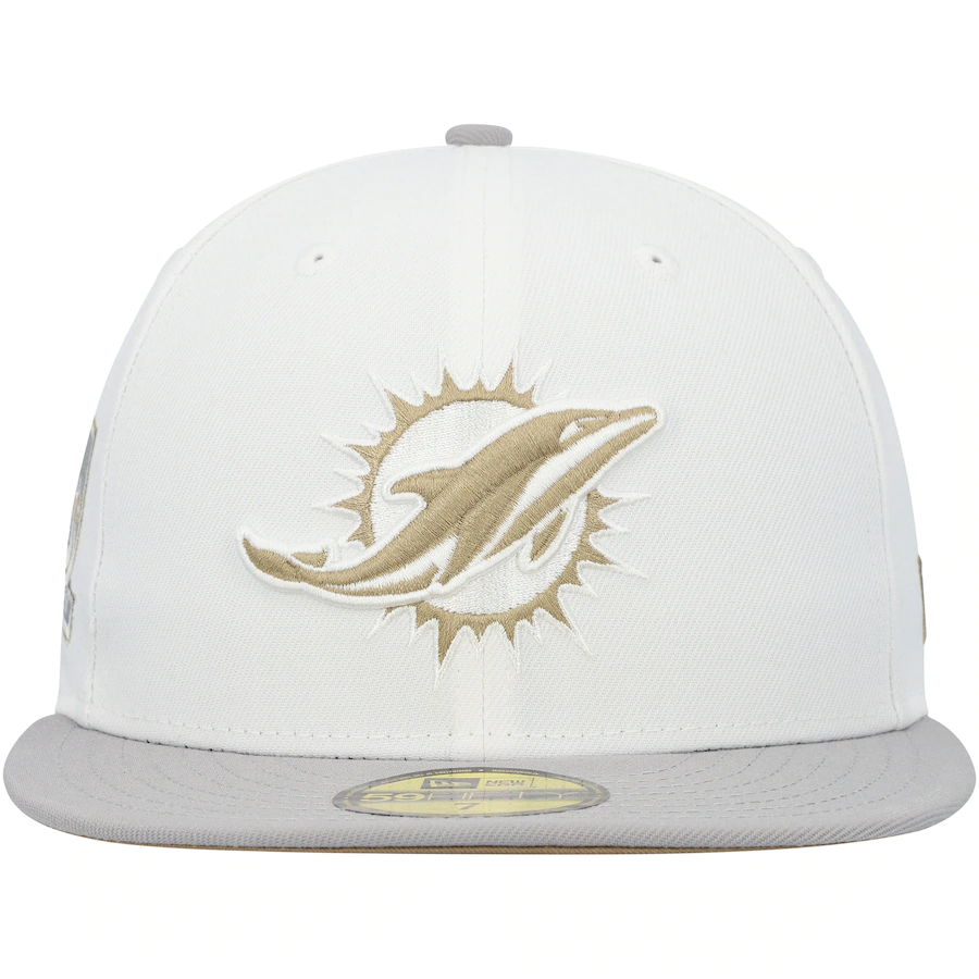 New Era White/Gray Miami Dolphins 40th Season Gold Undervisor 59FIFTY Fitted Hat