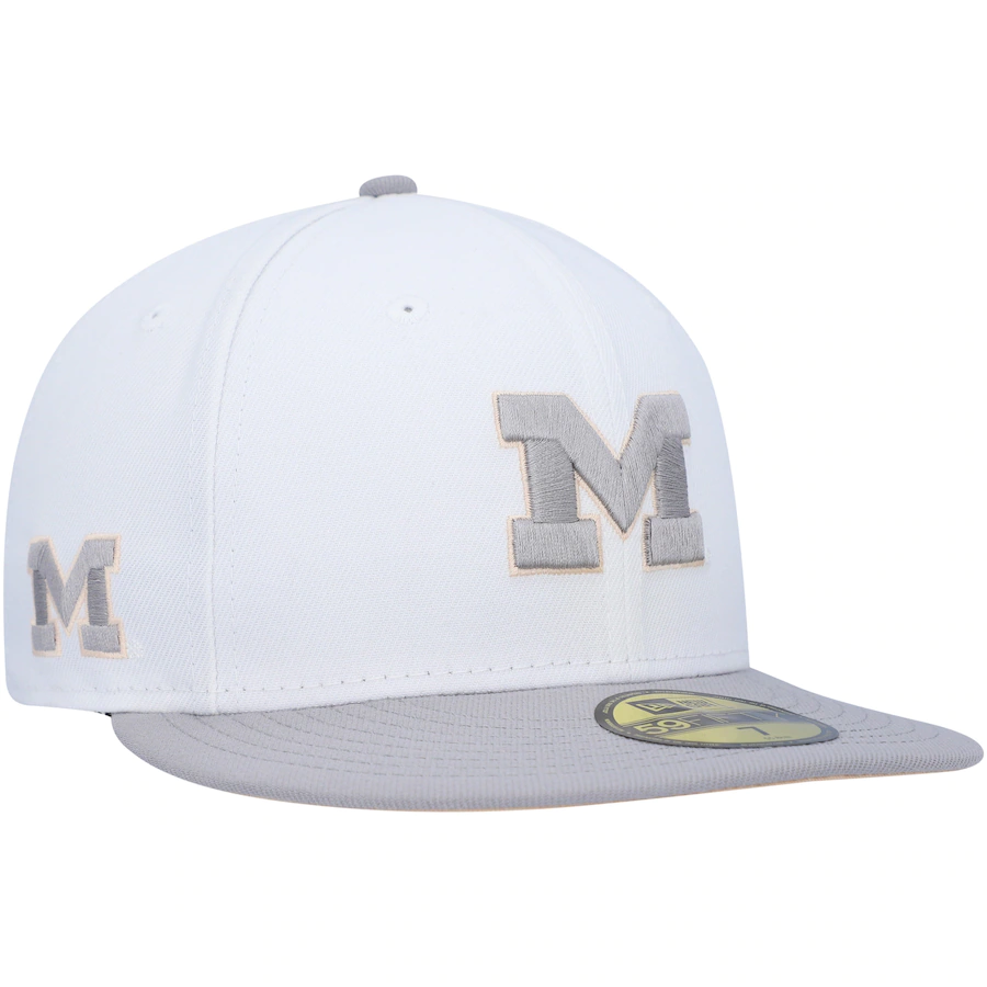 New Era Michigan Wolverines White/Gray Neutral Apricot 59FIFTY Fitted Hat