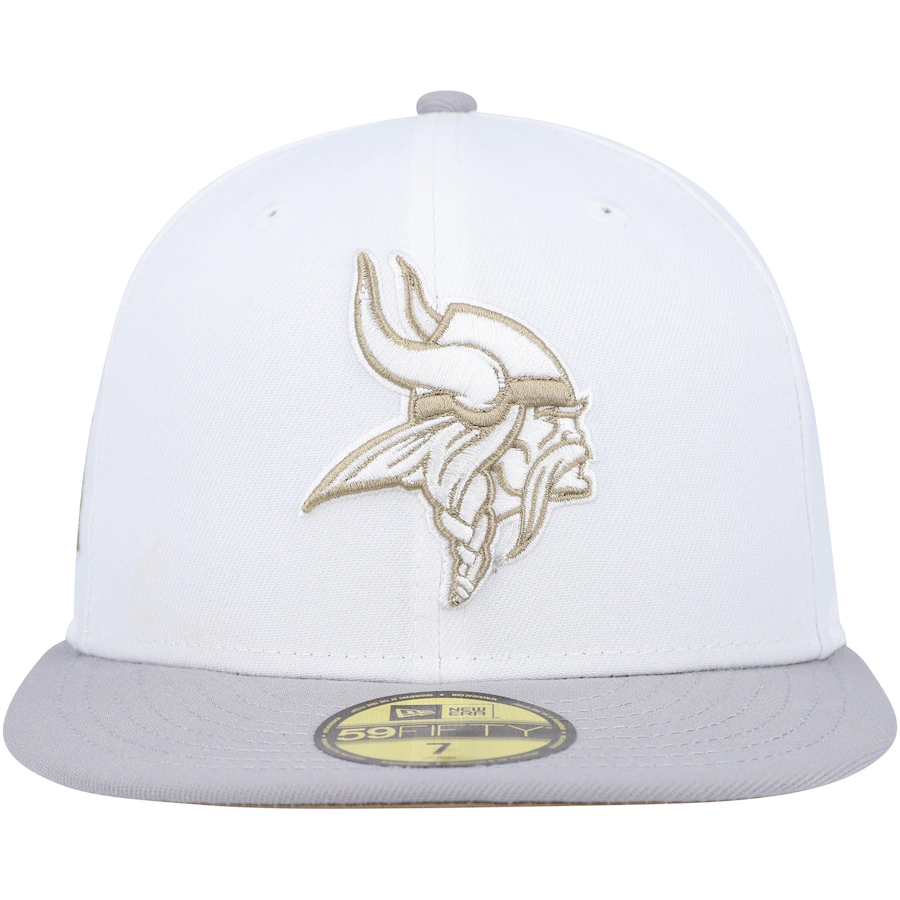 New Era White/Gray Minnesota Vikings 45th Anniversary Gold Undervisor 59FIFTY Fitted Hat