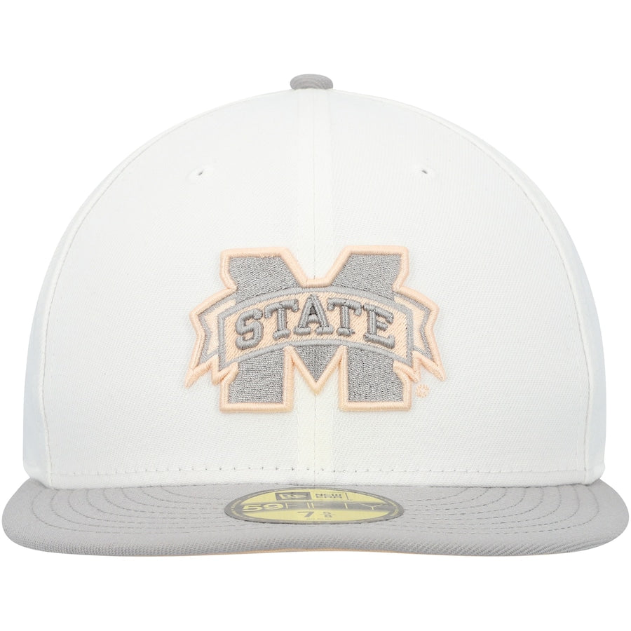 New Era Mississippi State Bulldogs White/Gray Neutral Apricot 59FIFTY Fitted Hat