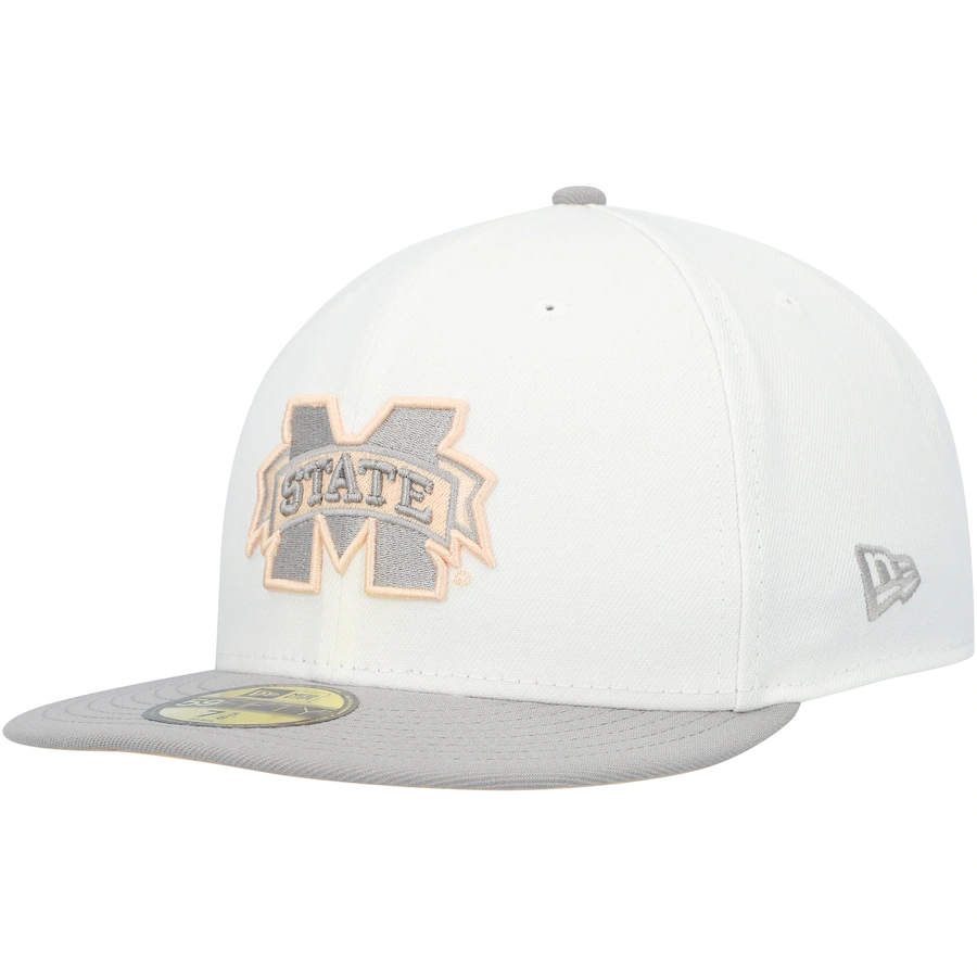 New Era Mississippi State Bulldogs White/Gray Neutral Apricot 59FIFTY Fitted Hat