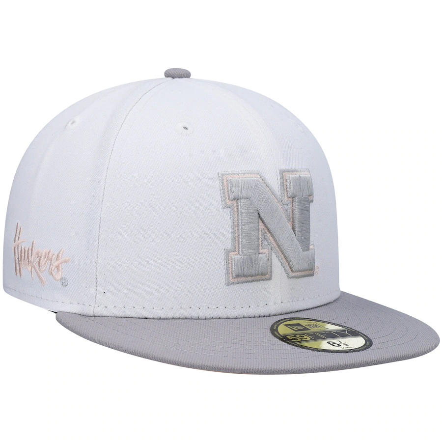 New Era Nebraska Huskers White/Gray Neutral Apricot 59FIFTY Fitted Hat