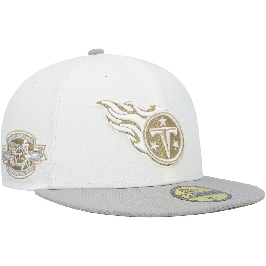 New Era White/Gray Tennessee Titans 50th Season Gold Undervisor 59FIFTY Fitted Hat