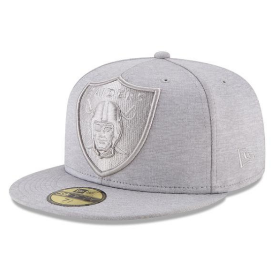 New Era Gray Oakland Raiders  59Fifty Fitted Hats