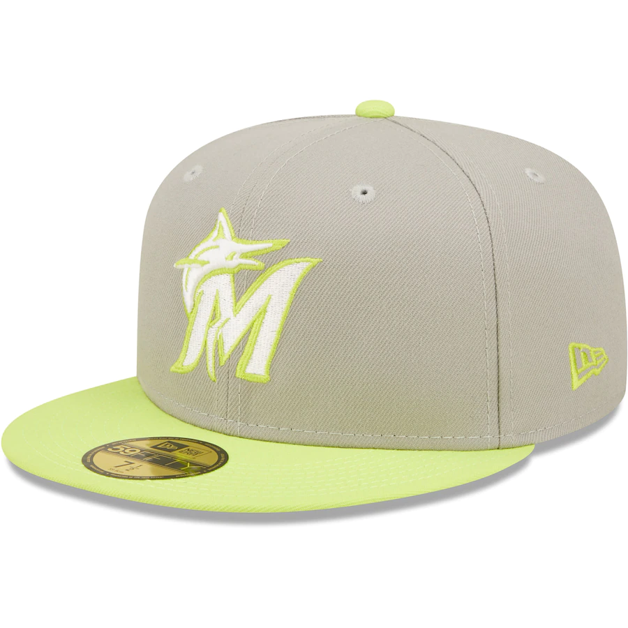 New Era Miami Marlins Gray/Green 25th Anniversary Cyber 59FIFTY Fitted Hat