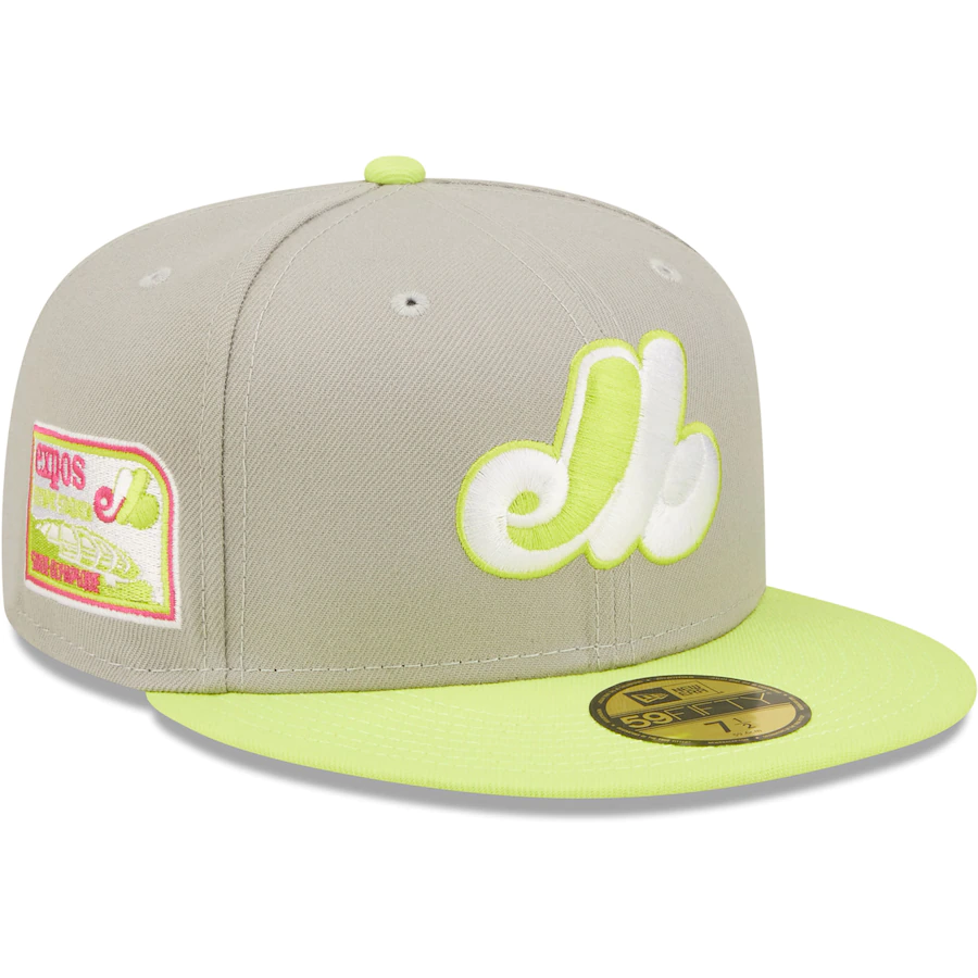 New Era Montreal Expos Gray/Green Cooperstown Collection Olympic Stadium Cyber 59FIFTY Fitted Hat