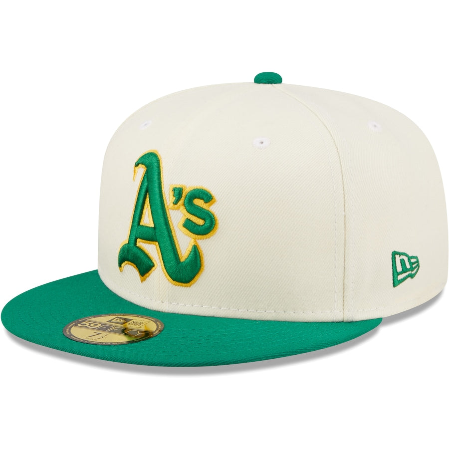 New Era Oakland Athletics White/Green Cooperstown Collection 1972 World Series Chrome 59FIFTY Fitted Hat