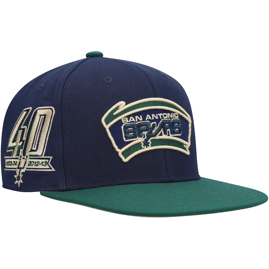 Mitchell & Ness San Antonio Spurs Navy/Green 40th Anniversary Grassland Fitted Hat