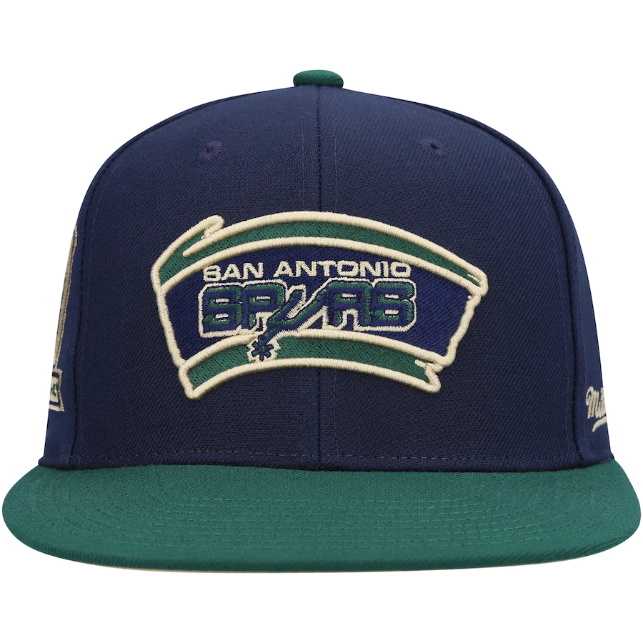 Mitchell & Ness San Antonio Spurs Navy/Green 40th Anniversary Grassland Fitted Hat