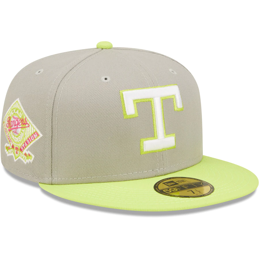 New Era Texas Rangers Gray/Green Arlington Stadium Cyber 59FIFTY Fitted Hat