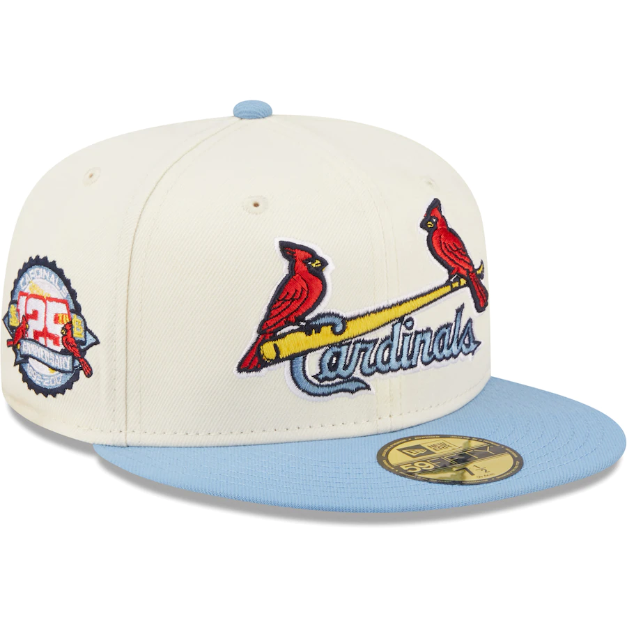 New Era St. Louis Cardinals White/Light Blue Cooperstown Collection 125th Anniversary Chrome 59FIFTY Fitted Hat