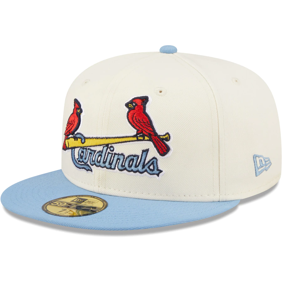 Men's St. Louis Cardinals New Era White/Light Blue Cooperstown Collection  125th Anniversary Chrome 59FIFTY Fitted Hat