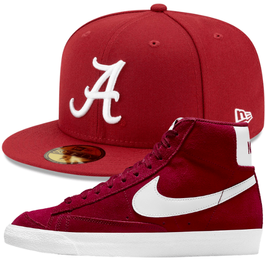 New Era Alabama Crimson Tide Fitted Hat w/ Nike Blazer Mid 77 Matching Sneakers