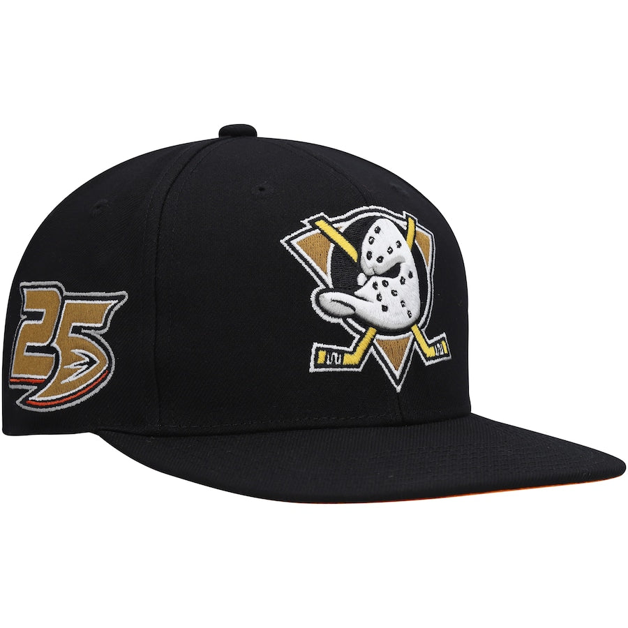 Mitchell & Ness Anaheim Ducks Black 25 Years Vintage Fitted Hat