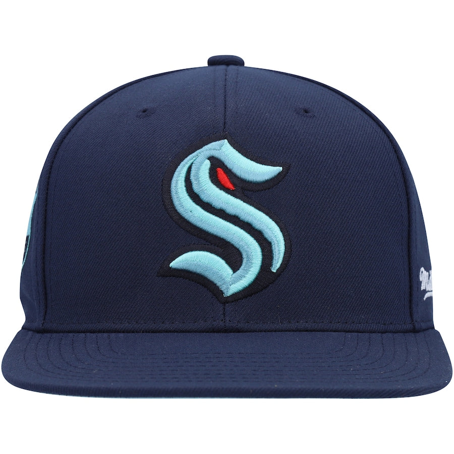 Mitchell & Ness Seattle Kraken Deep Sea Blue Vintage Fitted Hat