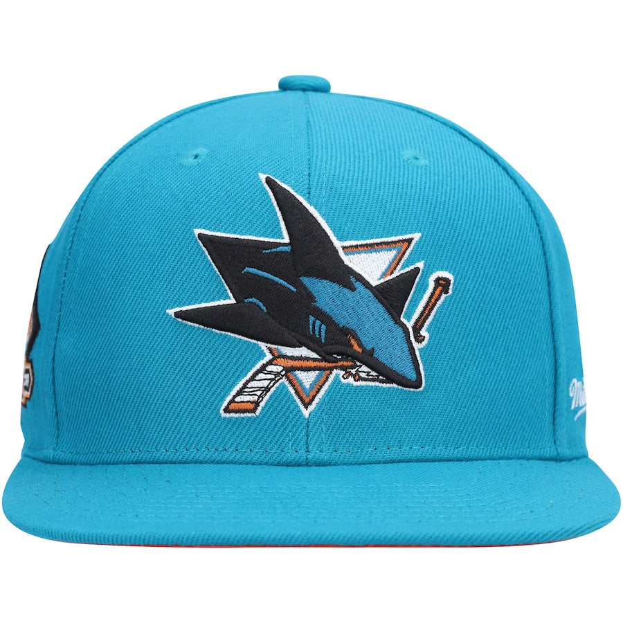 Mitchell & Ness San Jose Sharks Teal Vintage Fitted Hat