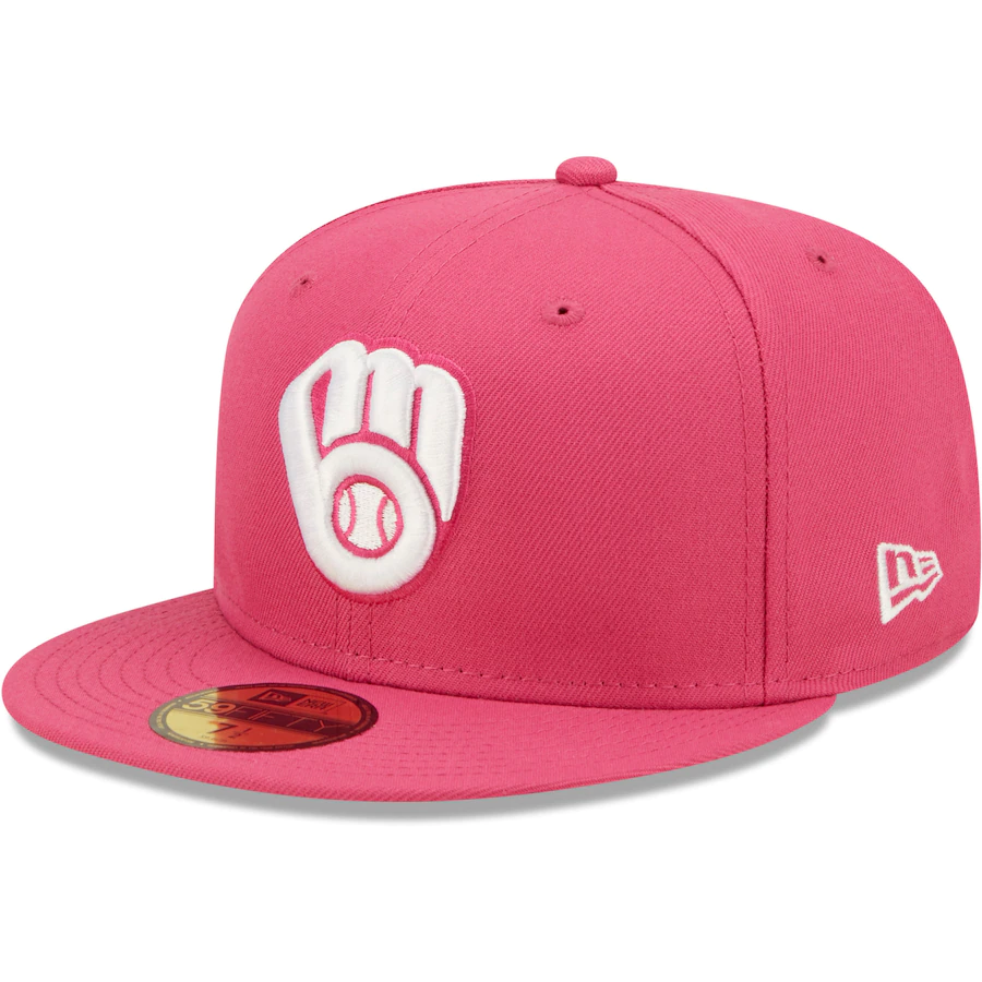 New Era Milwaukee Brewers Hot Pink 59FIFTY Fitted Hat