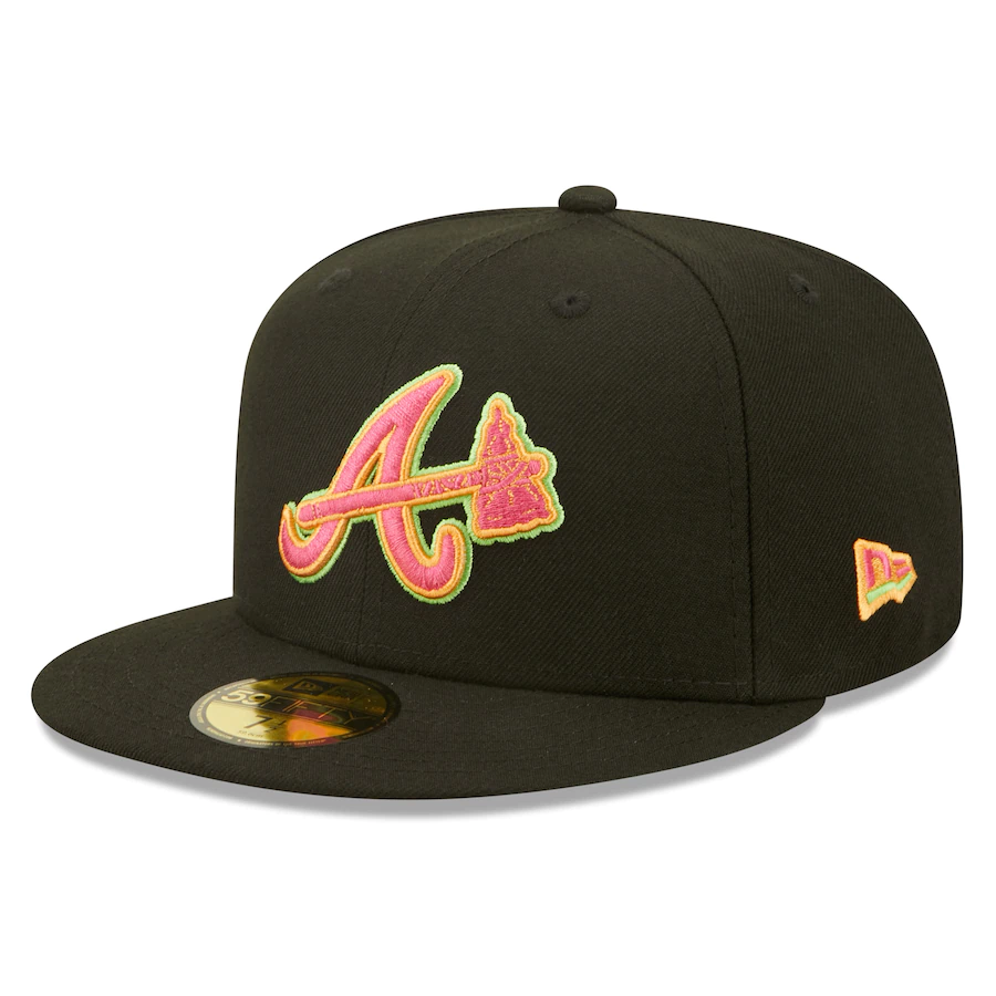 New Era Atlanta Braves Black Summer Sherbet 59FIFTY Fitted Hat